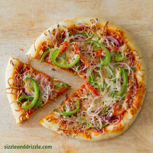 pizza with veggies