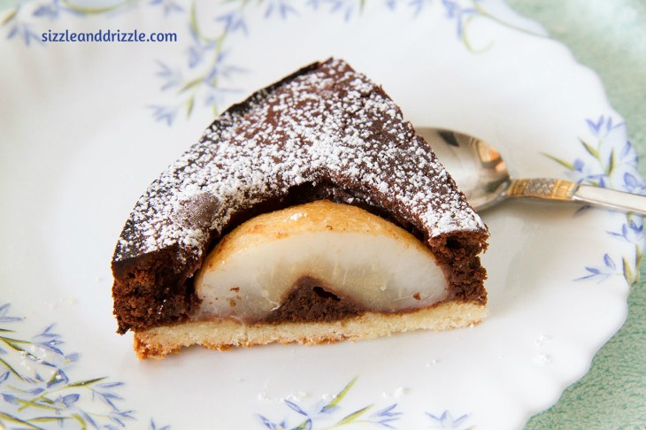 Slice of chocolate and pear