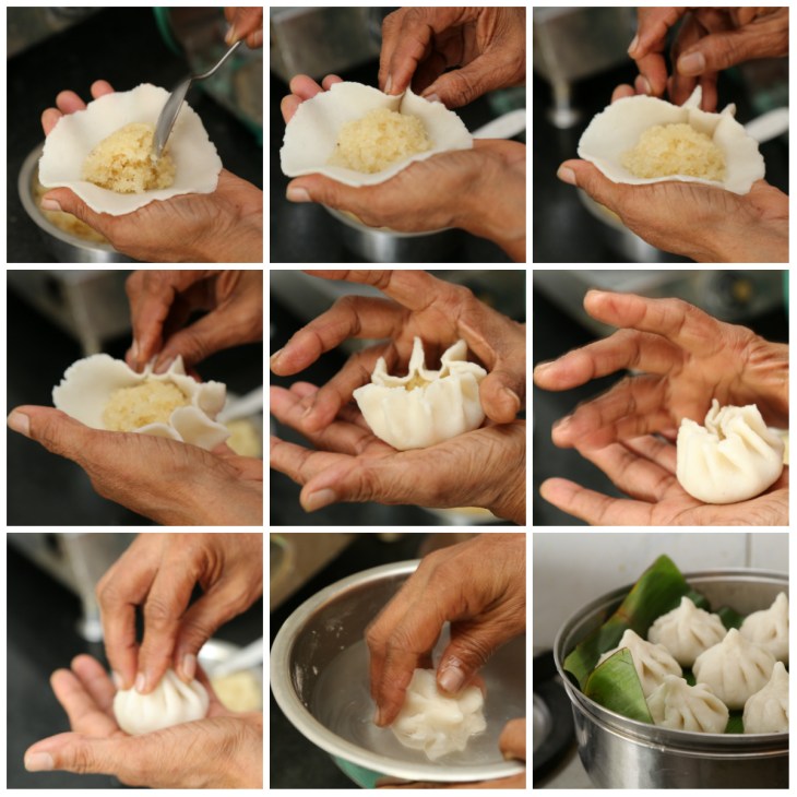 Shaping a steamed modak