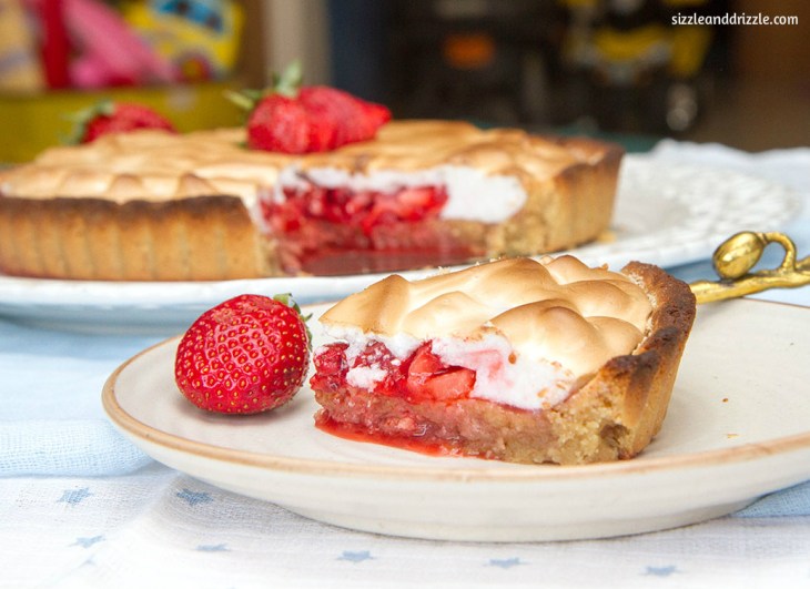 Strawberry meringue tart