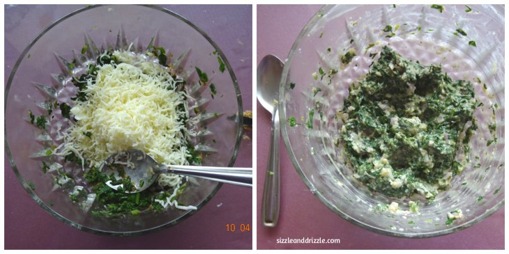 Palak and cheese filling