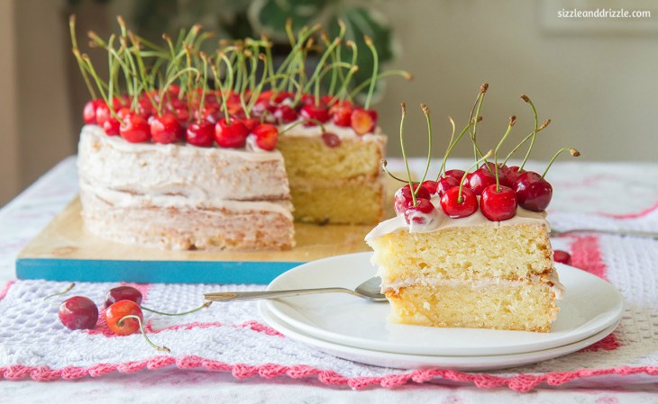 Cherry pound cake slice